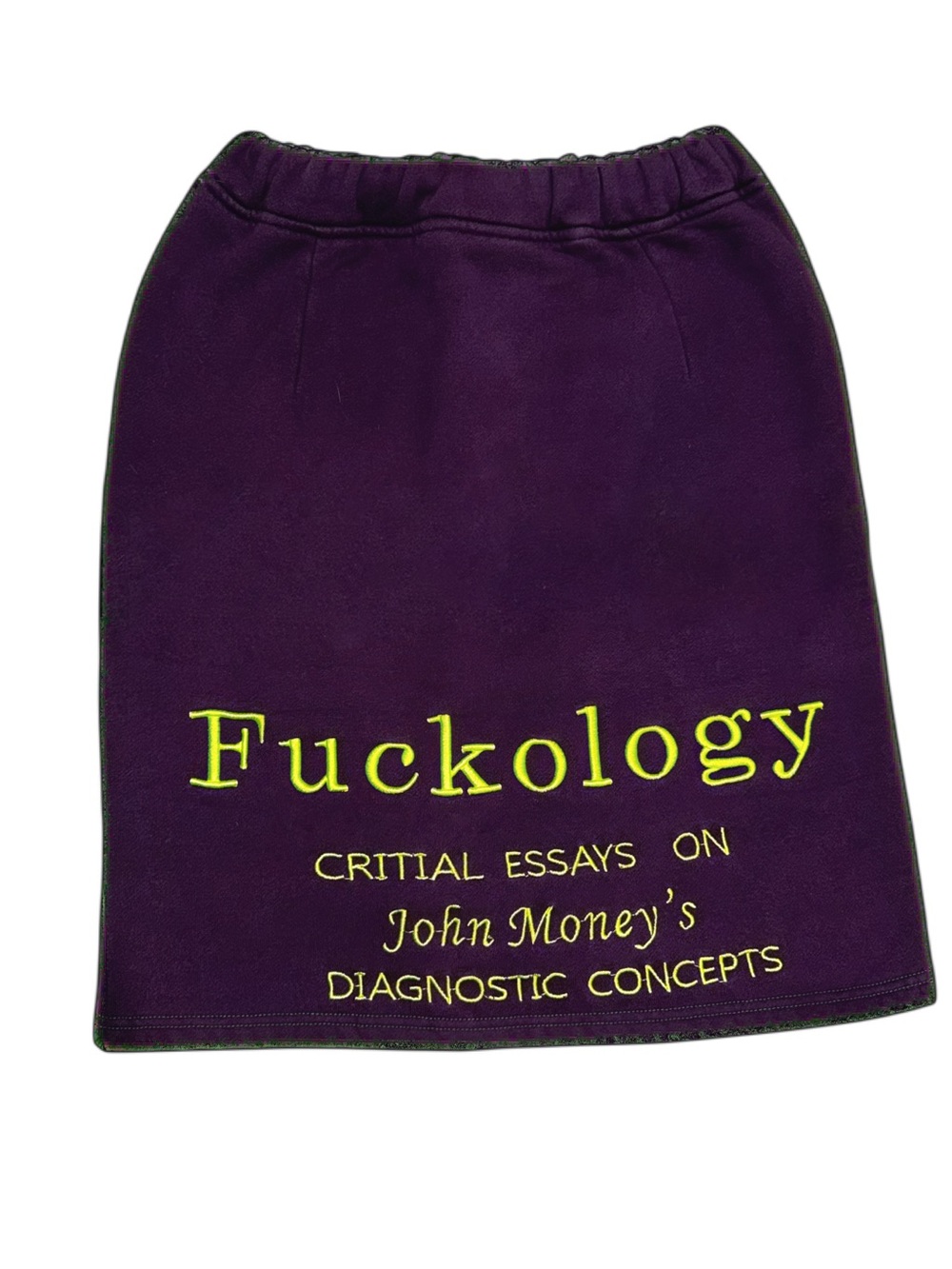 Purple Graphic Pencil Skirt with Yellow Text